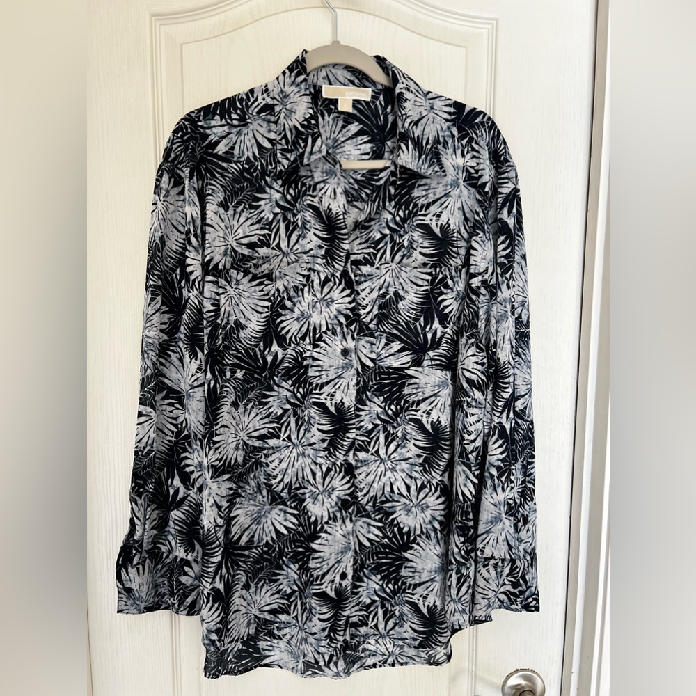Michael Kors Medium Long Sleeve Navy Top